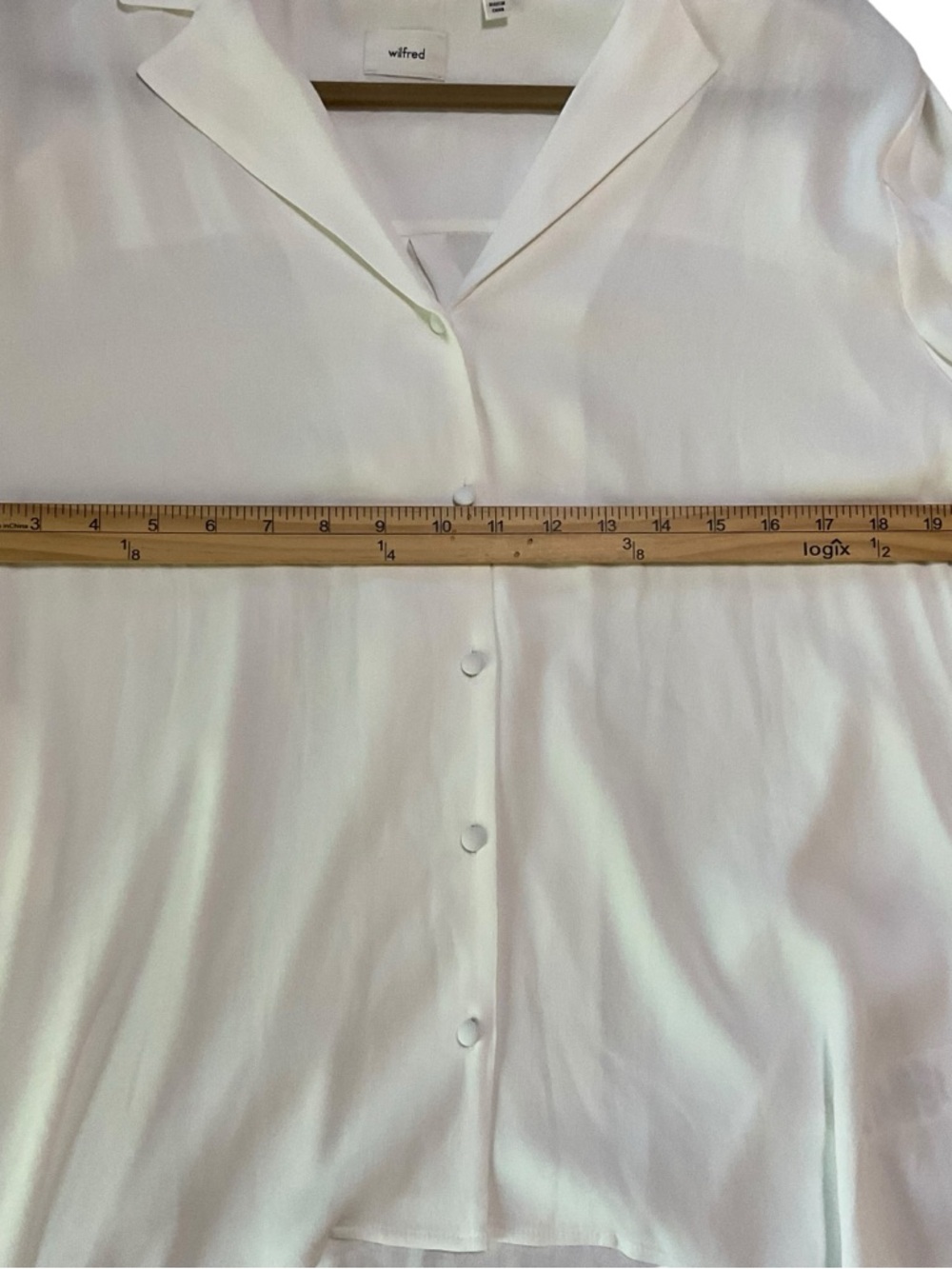 Wilfred Aritzia Tulum Blouse Light Birch Cream Button Front Top Size Large NWT - Picture 9 of 10
